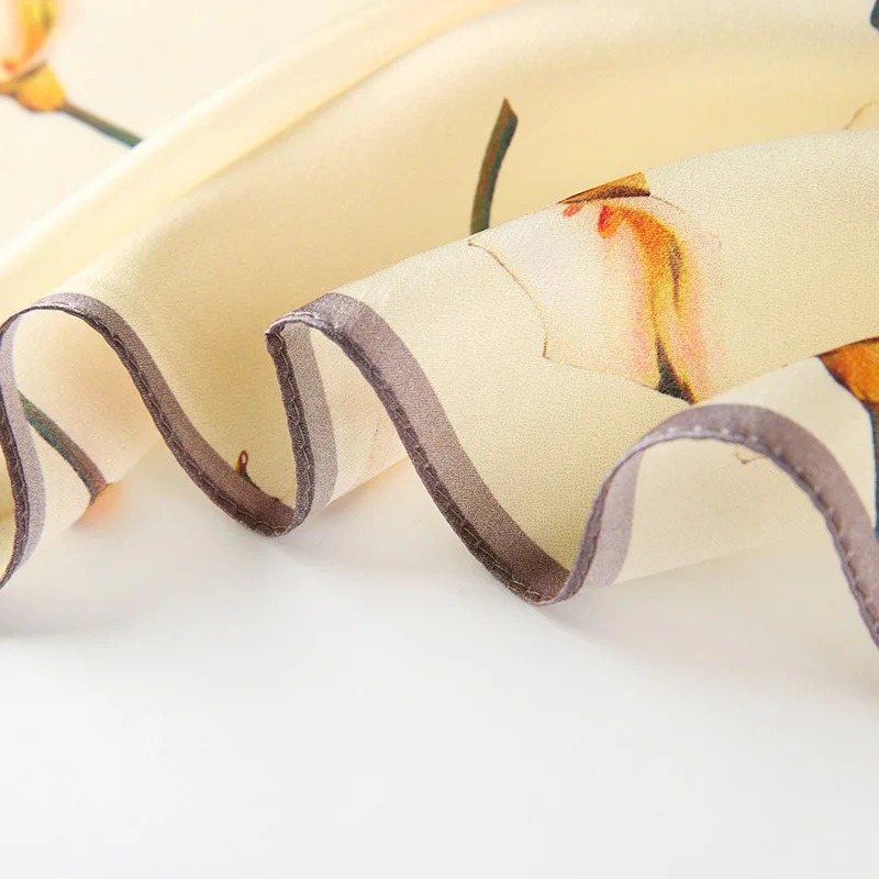 Женский элегантный Шелковый квадратный атласный платок с цветочным принтом для