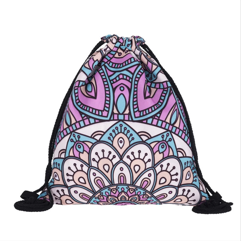 

Selling Bunch Pocket Datura Flowers 3D Printing Drawstring Bag Women's Fashion Travel Shoulders Backpack Girl Mobile Phone Bag