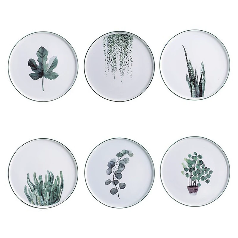 1 шт. ручной работы зеленые растения фарфоровое блюдо для сервировки