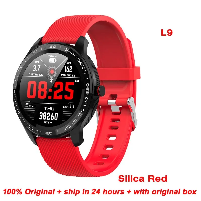 red silicone Смарт-часы Greentiger ECG PPG L9, IP68, водонепроницаемые, несколько видов спорта, пульсометр, Bluetooth, умные часы, кровяное давление, кислород, против L5, L7 - Цвет: red silicone