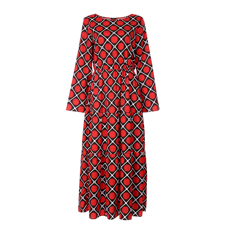 Брендовое осеннее весеннее платье VONDA с длинным рукавом и круглым вырезом