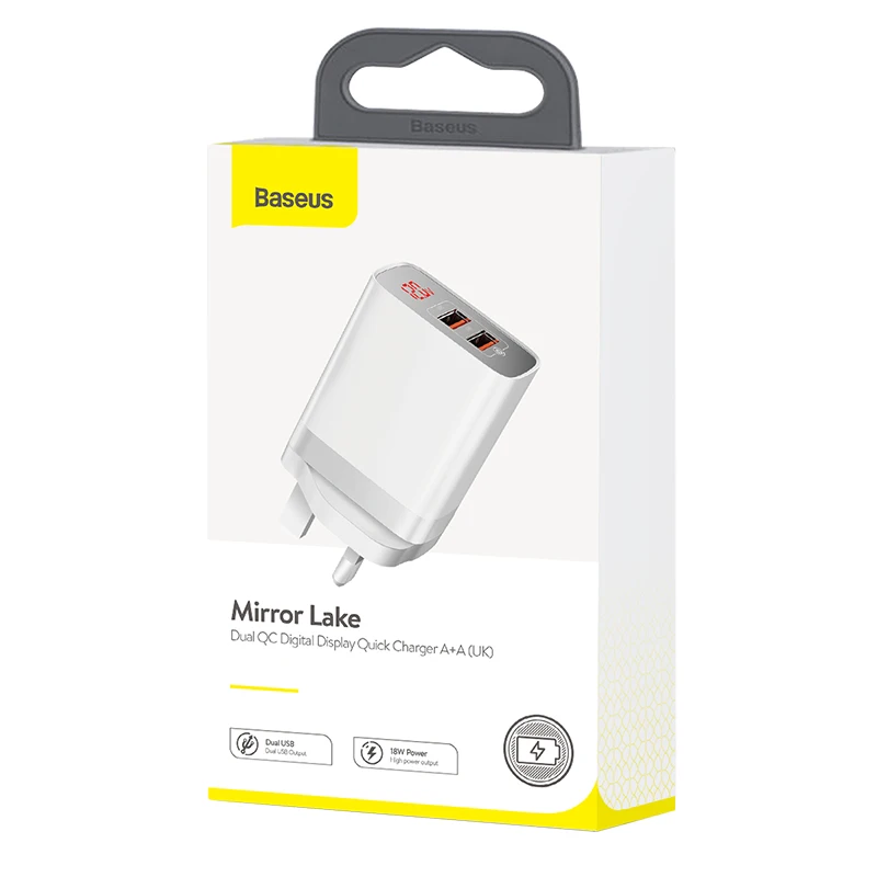 Baseus светодиодный дисплей USB зарядное устройство для мобильного телефона адаптер питания для iPhone samsung xiaomi настенная Быстрая зарядка розетка Великобритания вилка универсальная