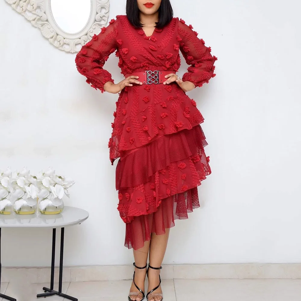 Коктейльные платья красное платье с рукавами фонариками и треугольным вырезом