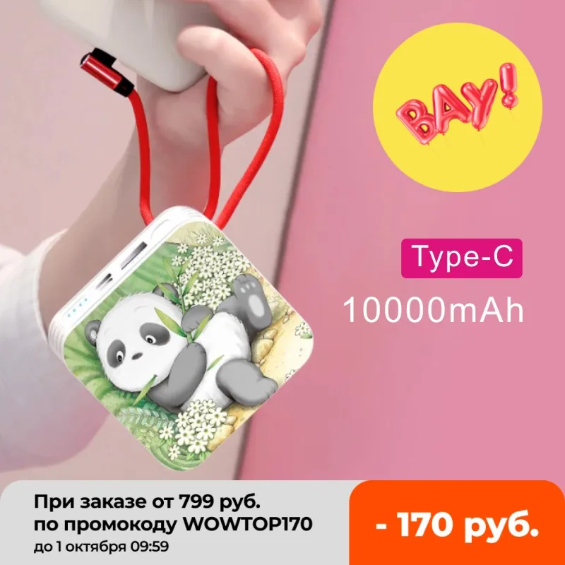 10000 мАч Мини Внешний аккумулятор с китайской пандой портативное зарядное