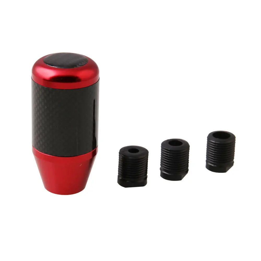 

Universal Car Red Carbon Fiber Knobs MT Aluminum Gear Shift Knob Gearshift Shifter Stick Knob Lever Headball MT AT Knobs