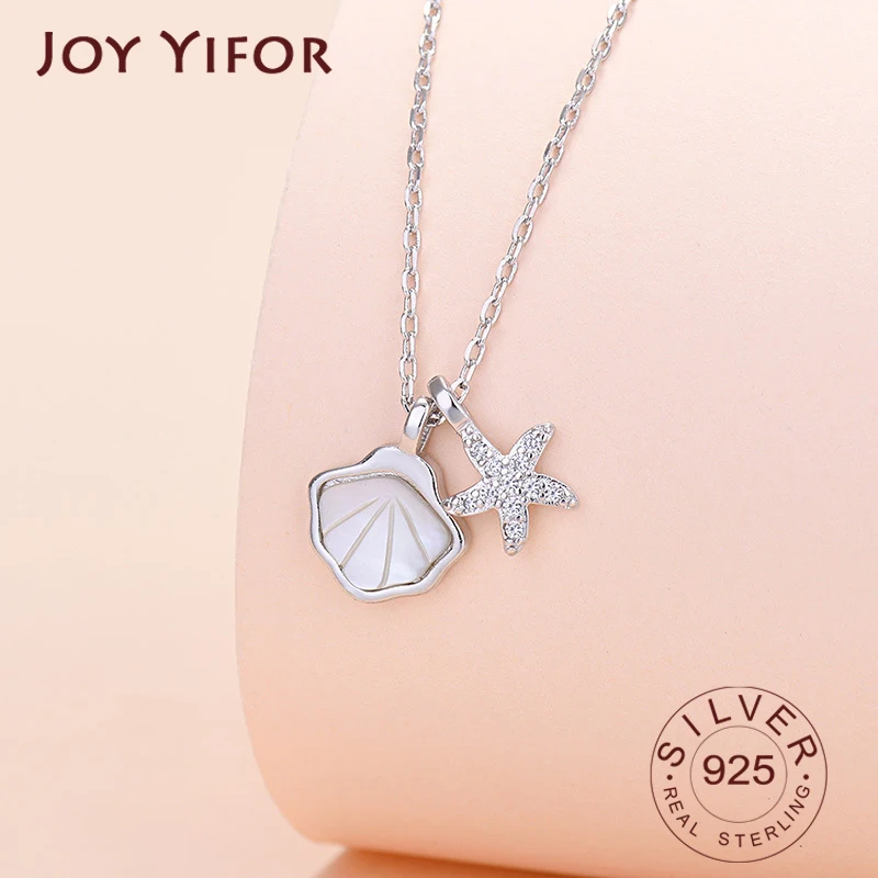 

Ожерелье из стерлингового серебра 925 пробы, ожерелье в форме ракушки и звезды, модные круглые ювелирные изделия из стерлингового серебра, кр...