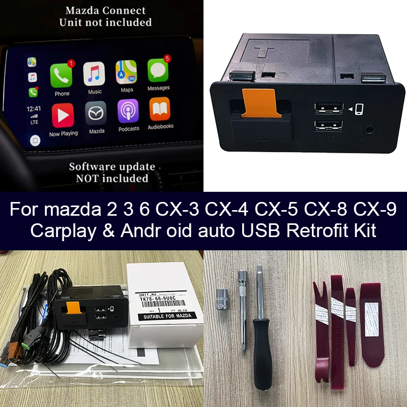 USB อะแดปเตอร์ Android Auto Apple CarPlay สำหรับ Mazda 3 Mazda 6 Mazda 2 Mazda CX30 CX5 CX8 CX9 MX5 Mazda CX-30 CX-5 CX-9 MX-5