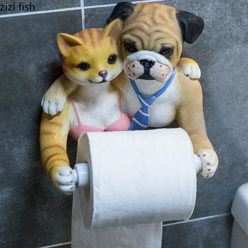 Держатели для рулонов с изображением кошек и собак держатель из смолы полотенце
