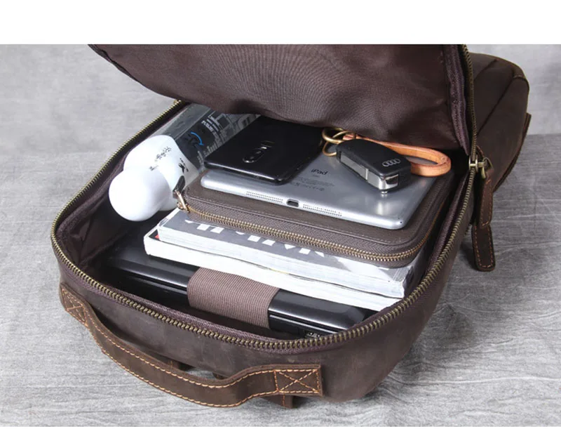 Винтажный Мужской кожаный рюкзак Crazy Horse Большой Классический дорожный ранец из