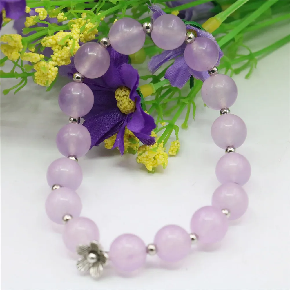 10 мм с цветочным принтом и круглым аметистами браслеты из натурального камня