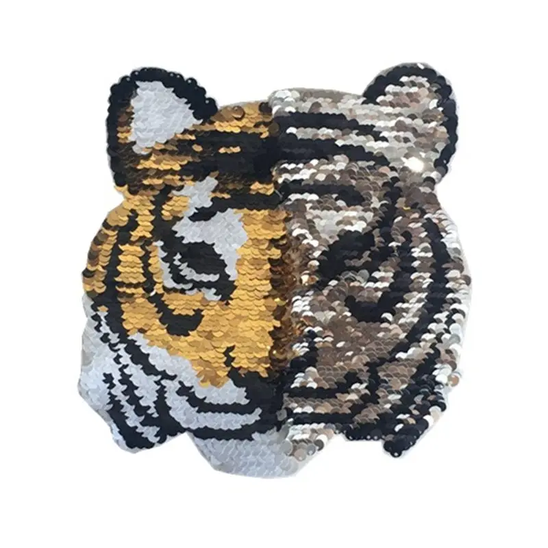 New 1pc Tiger Reversible Change Color Sequins Patches DIY Sew On For Clothes Applique Clothing Decoration | Дом и сад