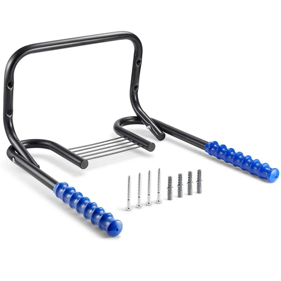 

Foldable Bike Wall Mount Rack Storage for Garage Indoor 2 Bicycles Universal Road Mountain Bike Hanger Holder Horizontal Hook