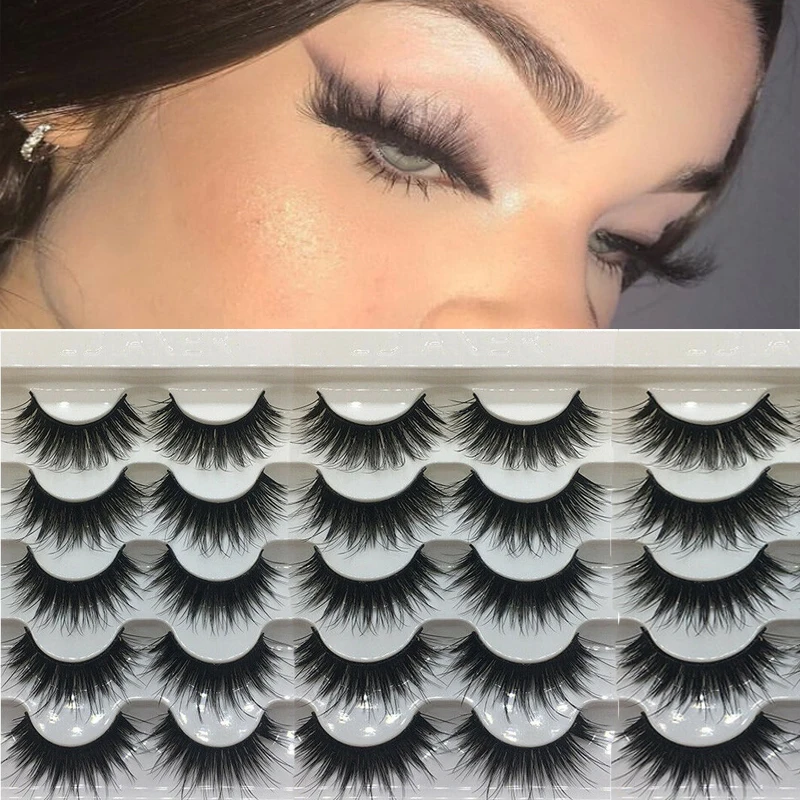 Норковые накладные ресницы 5 пар объемные густые уголки натуральные долговечные