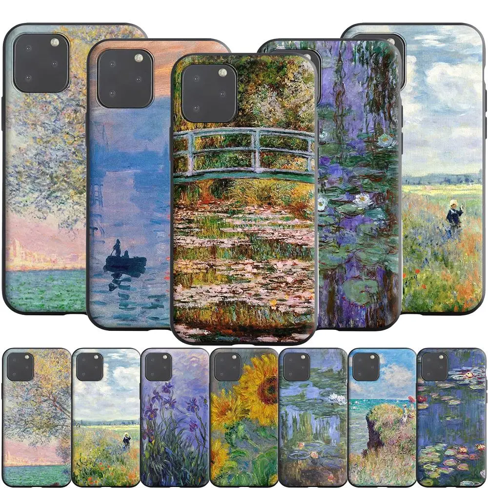 Claude Monet Painting Sunflower Silicone Case for Apple iPhone 11 Pro XS X XR Max 8 7 6S 6 Plus SE 5S | Мобильные телефоны и
