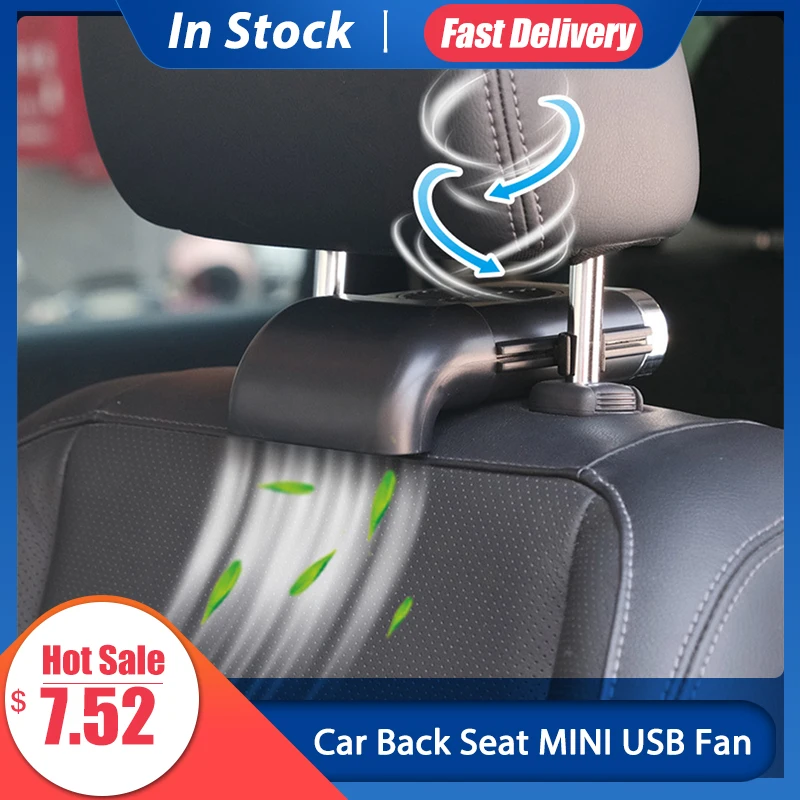 Car Back Seat USB Fan Cooler Portable Silent Car Air Vent Conditioner Fan 3 Speed Backseat USB Car Air Conditioner Rear Seat Fan