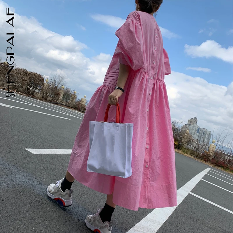 Женское винтажное платье SHENGPALAE свободное тонкое однобортное Платье макси с