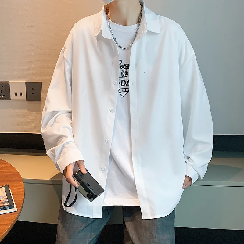 Мужская Повседневная рубашка с длинным рукавом Классическая однотонная на