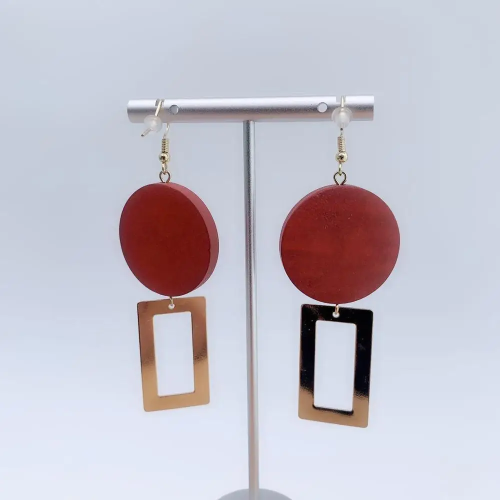 Новые золотые деревянные серьги модные ювелирные свадебные подарки для