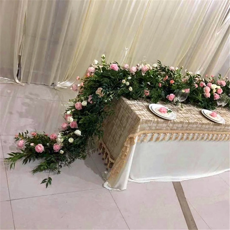 

DIY 2.5m wedding table runner floral backdrop willow peony trailing flower row arrangement party supplies artificial flower row