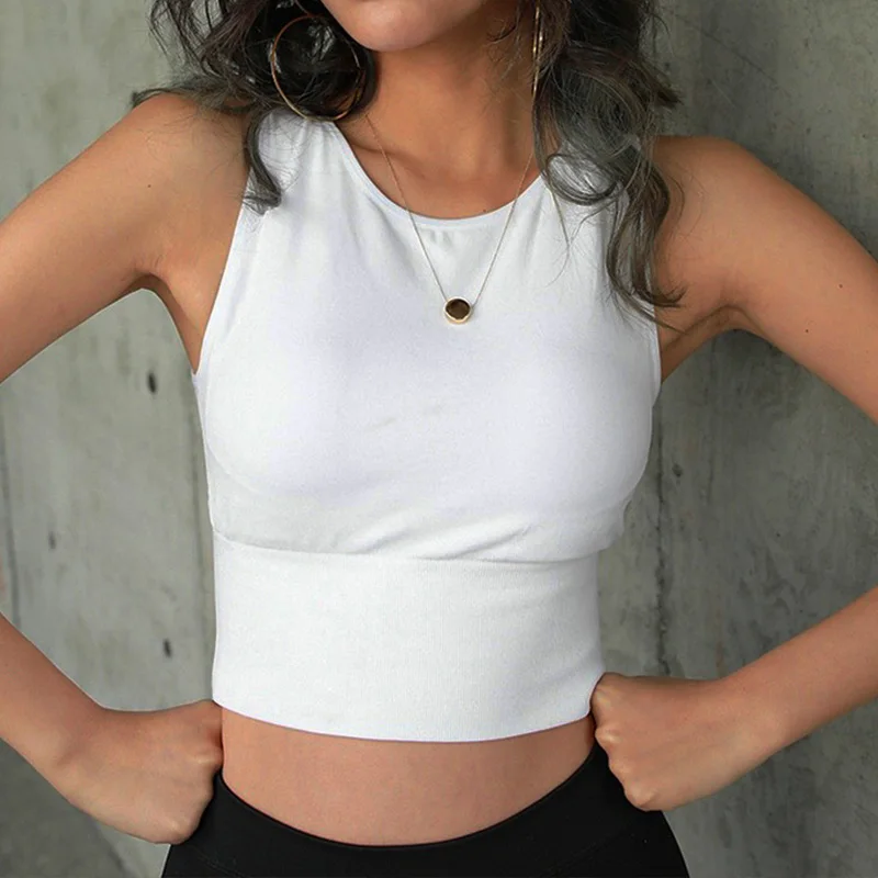 

Fashion Women Tank Tops Stretch Crop Top Female Gather Padded Halter Short Tank Top 3 Solid Color Sleeveless Camisoles Lingerie