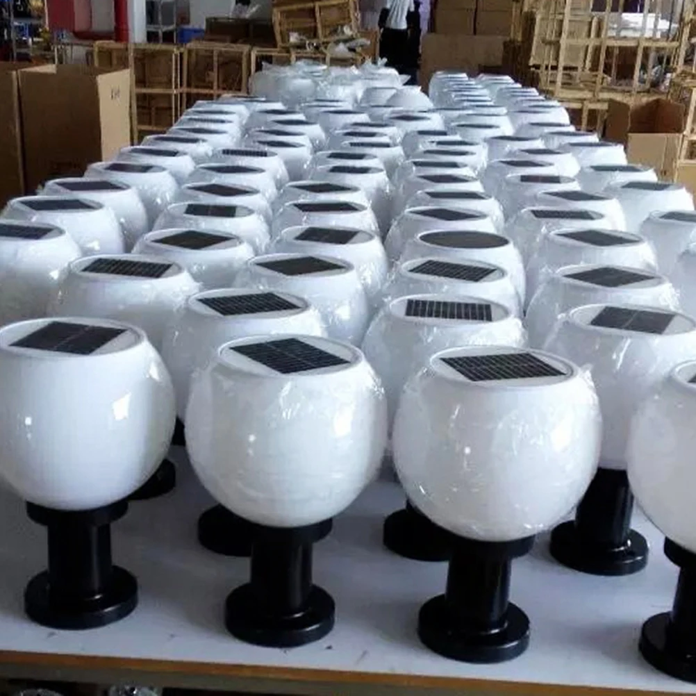 

1Pc LED 200MM Solar Wall Pillar Lamp Outdoor Round Ball Round Light Garden Waterproof Decoration Lights(White)