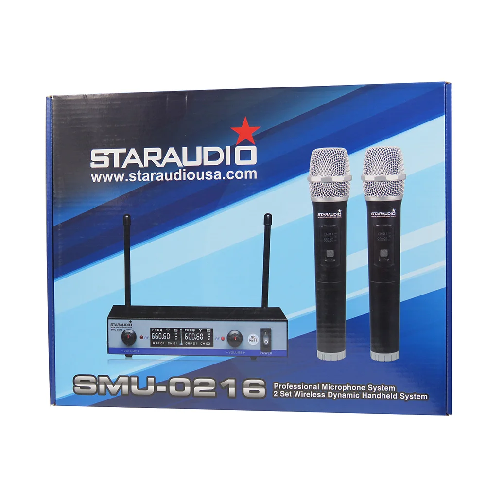 STARAUDIO 2CH UHF Ручной беспроводной микрофон Система 2CH DJ сценический церковный клуб домашние вечерние микрофон система караоке SMU-0216A