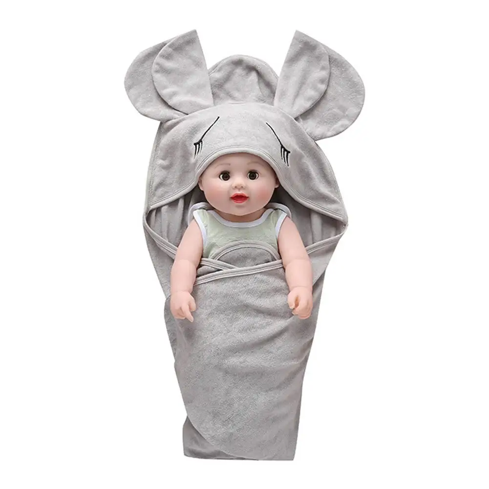 

Cartoon Squint Sleeping Bag Soft Polyester Cotton Comfortable Rabbit Hooded Baby Swaddling Towel Bath Towel Nap Blanket
