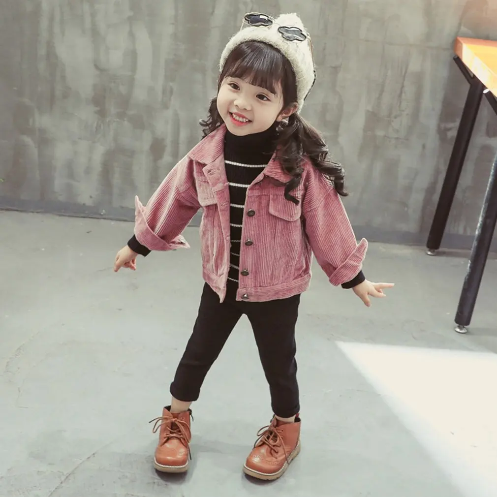 Вельветовая однослойная куртка для девочек одежда на осень и зиму детская зимняя