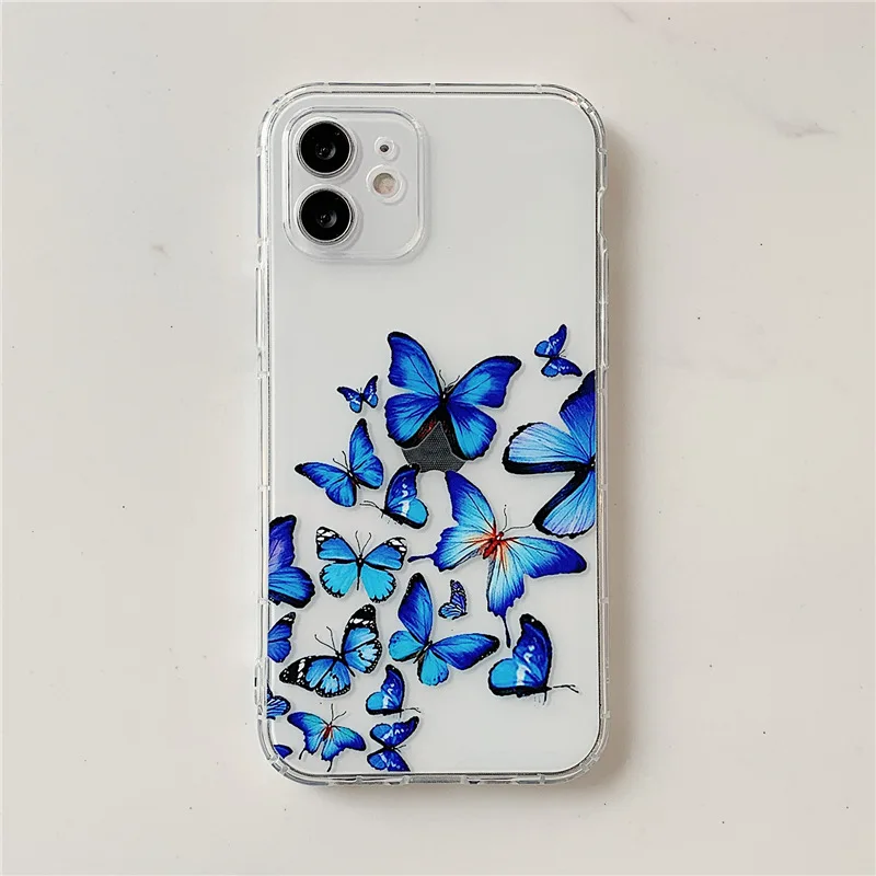 

Transparent butterfly phone case is suitable for iPhone11 12Pro Max mini X XR XS XSMax 8 7PluS anti-drop protective back cover