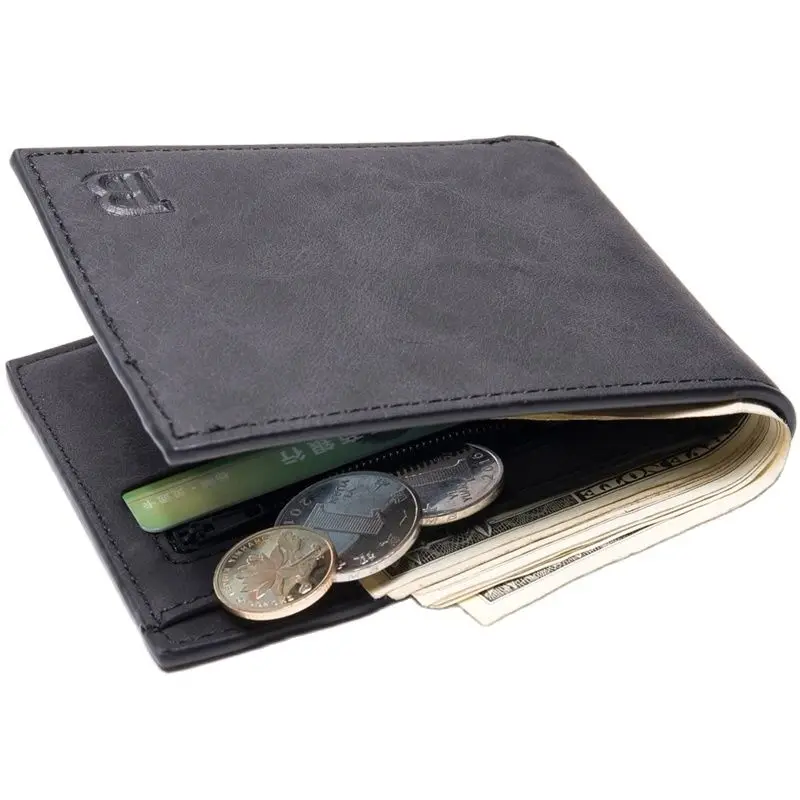 

Fashion Mini Slim Wallet Mens Money Purse Coin Bag Zipper Short Men Wallet Card Holder Compact Money Purses