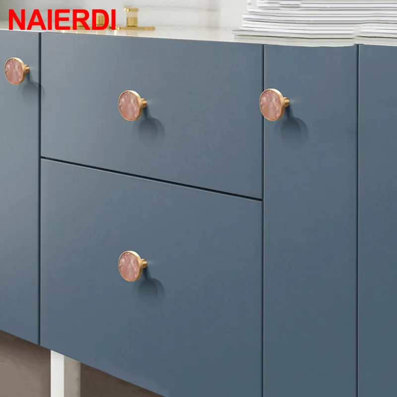 Ручка для шкафа NAIERDI из цинкового сплава с черными и синими драгоценными камнями