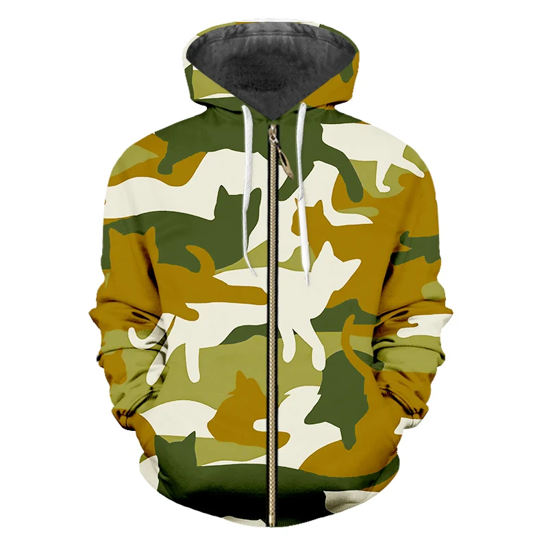 Новинка мужские и женские толстовки на молнии камуфляжная модная толстовка с 3D