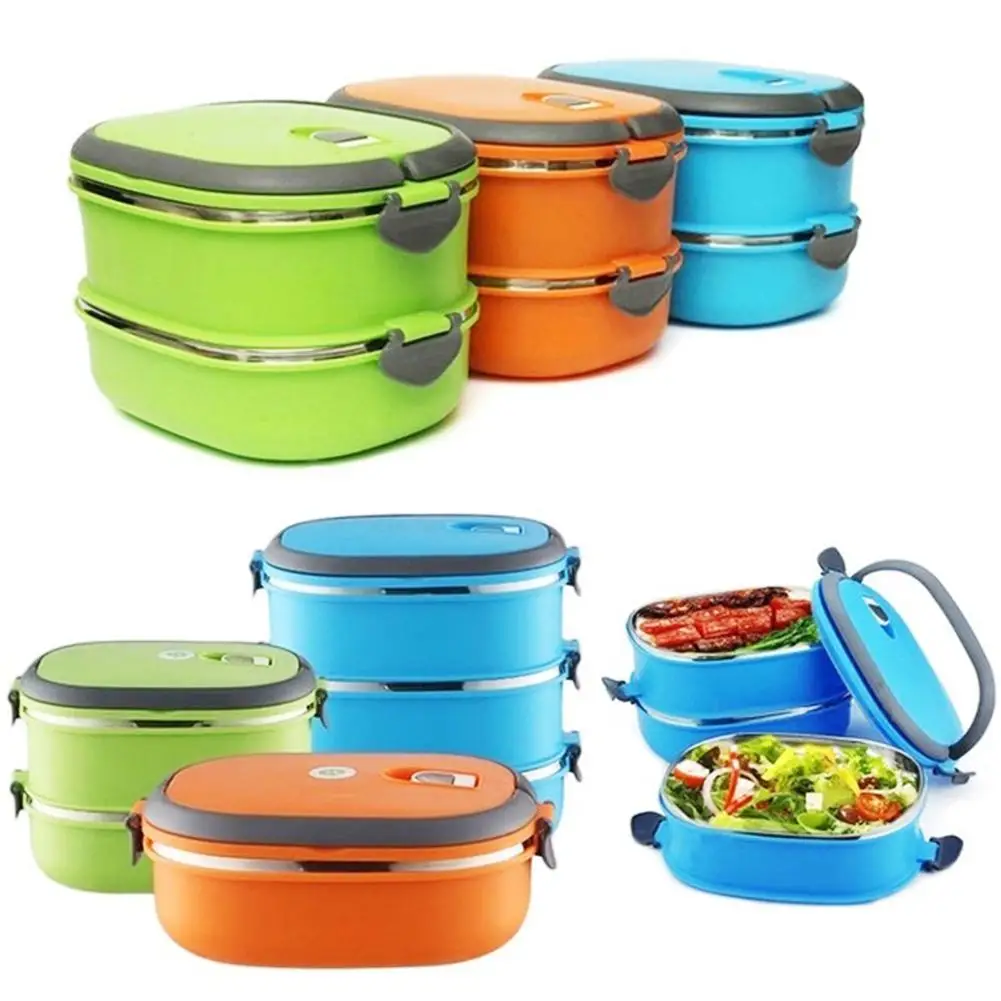 

1/2/3 Layer Rectangle Stainless Steel Thermal Lunch Box Food Storage Container