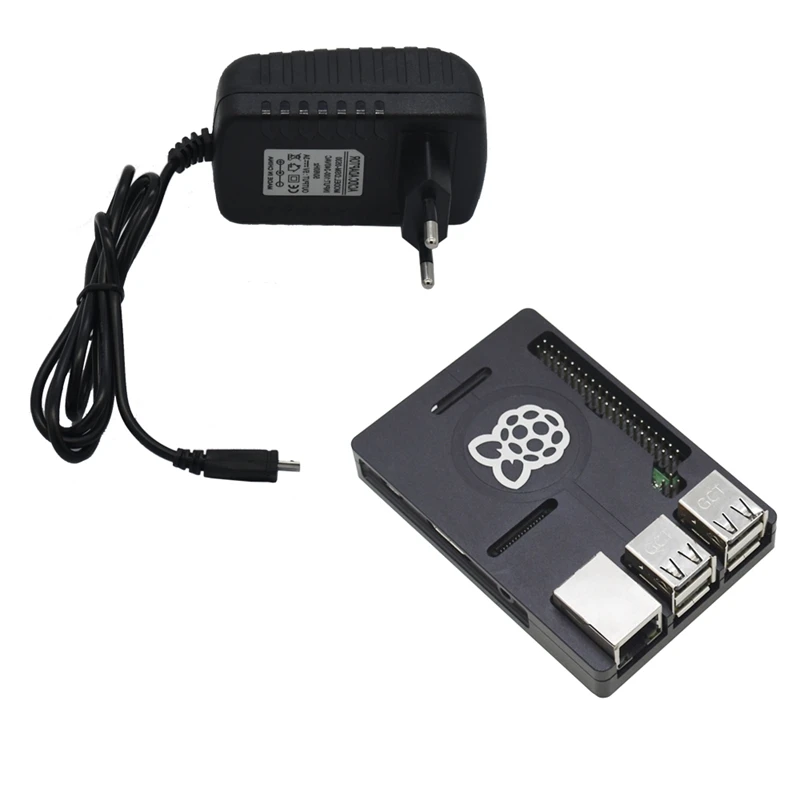 3 в 1 для Raspberry Pi Model B + (плюс) алюминиевый чехол с ЧПУ 5 В А набор адаптеров питания