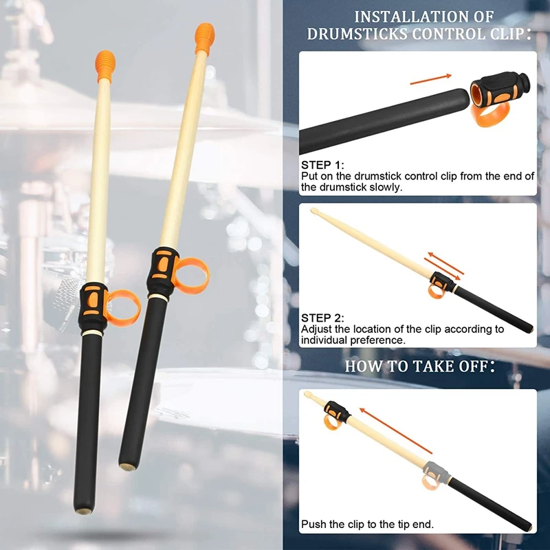 

New SOLO 6PCS Drumsticks Accessories Set 5 Drum Sticks Control Clips Drumsticks Grip Drum Dampener for Beginner Easy Stick Twirl