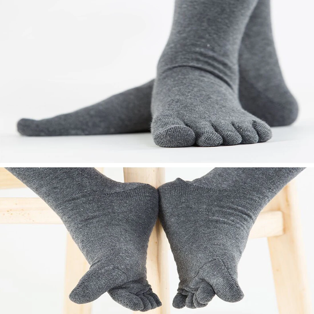 Носки унисекс с пятью пальцами модные однотонные хлопковые смешанные удобные