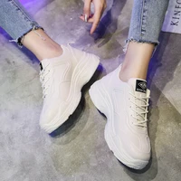 fashion women shoes pu vulcanize shoes beige platform sneakers women lace up ladies board shoes white casual shoes basket