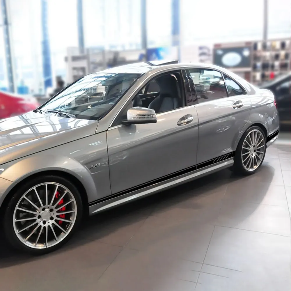 

2021 Car Door Side Skirt Stripe Racing Sports Decal For Mercedes Benz C Class W204 C63 Coupe S204 AMG Accessories Edition 1 507