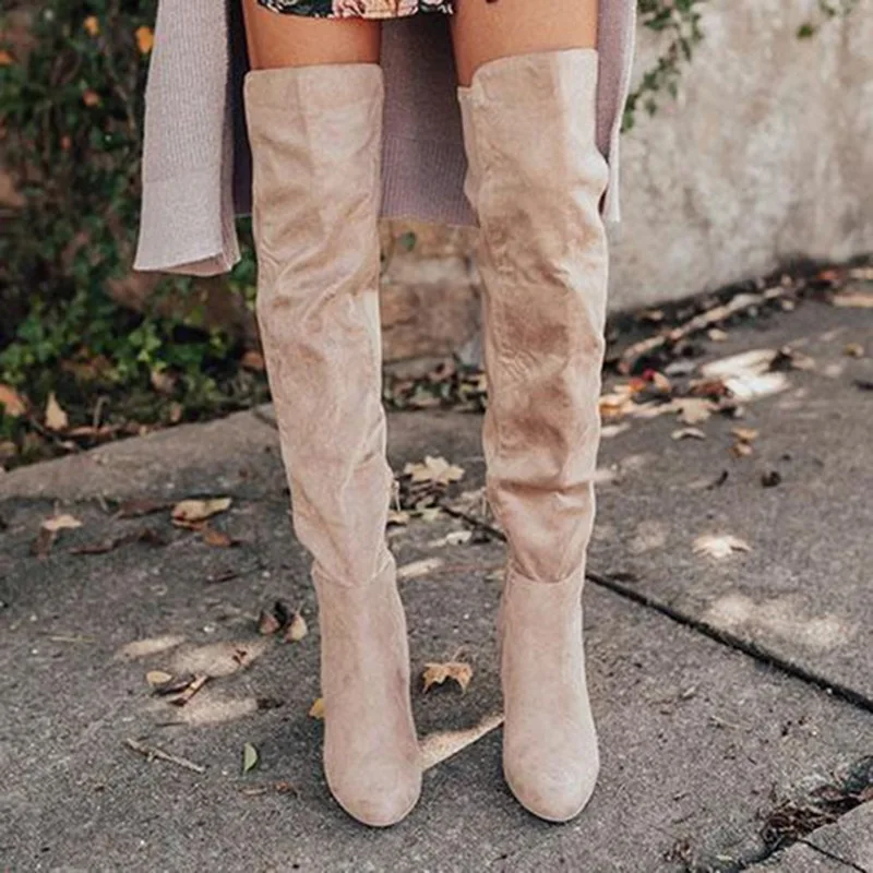 

Women's High Tube Over Knee Boots 2021 Winter New Foreign Trade Boots Pointed High Thick Heel Side Zipper Retro Fashion Boots
