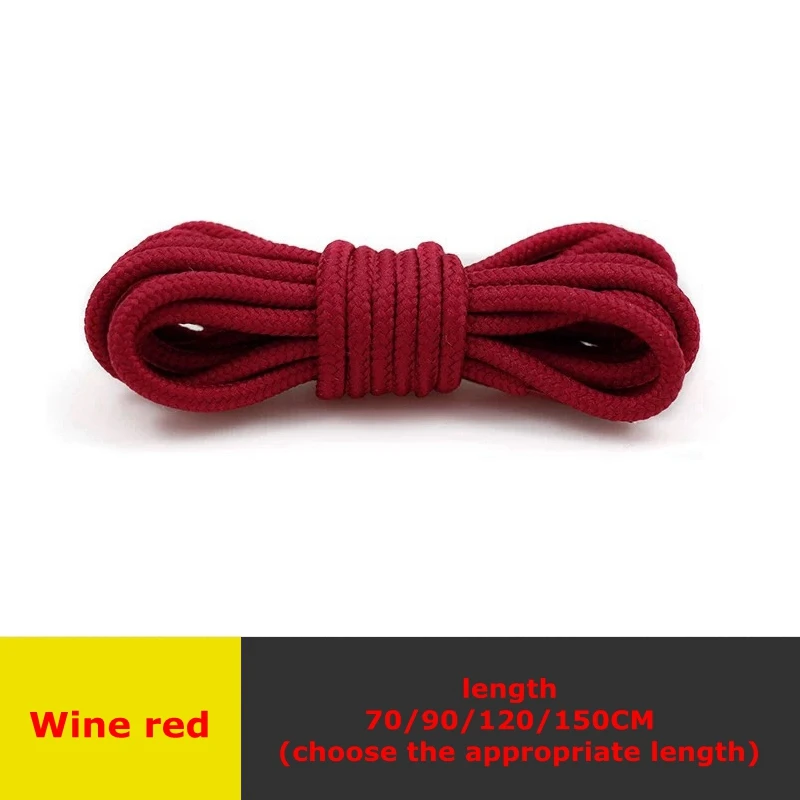 Wine Red 1 пара 21 цвета классические шнурки Круглый полиэстер Твердые кроссовки шнурки повседневные спортивные ботинки шнурки 90 см/120 см/150 см - Цвет: Wine Red