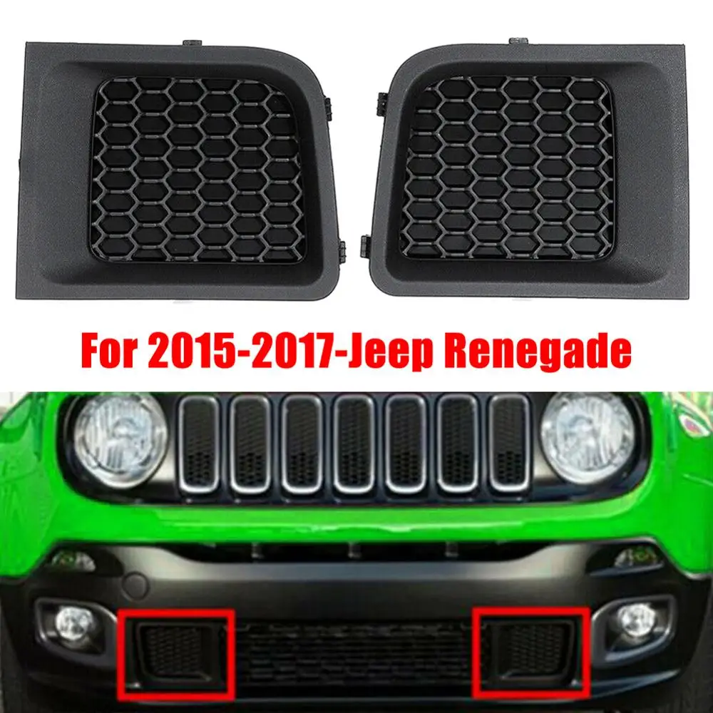 

Left&Right Front Lower Bumper Grill Grille Bezel Cover For 2015-2017 Jeep Renegade