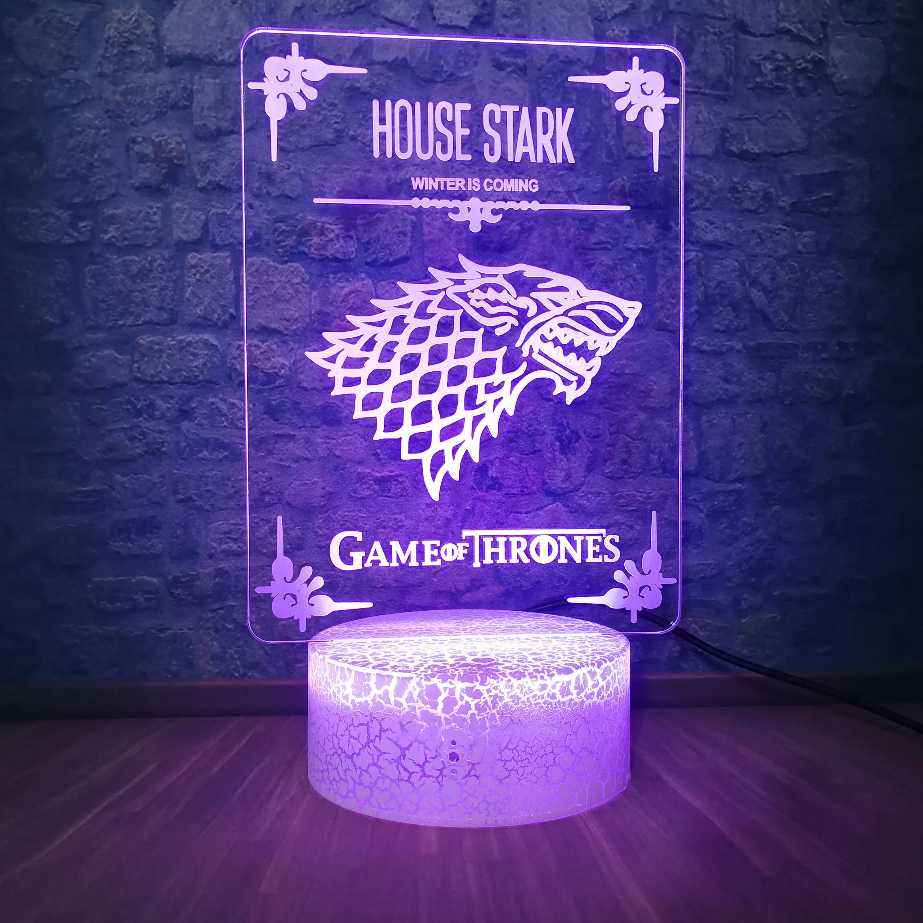 Дом Старк Игра престолов волк акриловая Иллюзия 3D светодиодный Ночник
