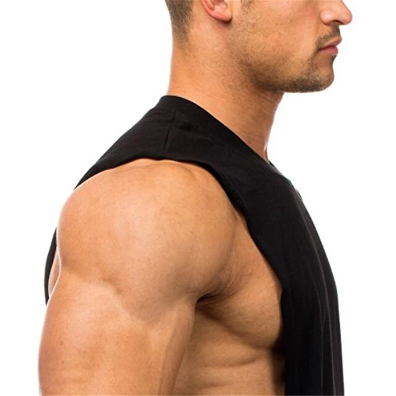 Brand Just Gym Clothing Fitness Mens Sides Cut Off T-shirts Dropped Armholes Bodybuilding Tank Tops Workout Sleeveless Vest | Мужская