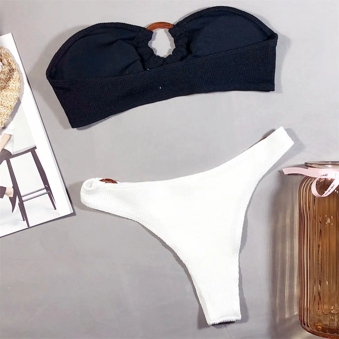 New Sexy Bandeau Bikini 2020 Women Swimwear Female Swimsuit Two-pieces set Brazilian Bather Bathing Suit Swim Y1937 | Женская одежда