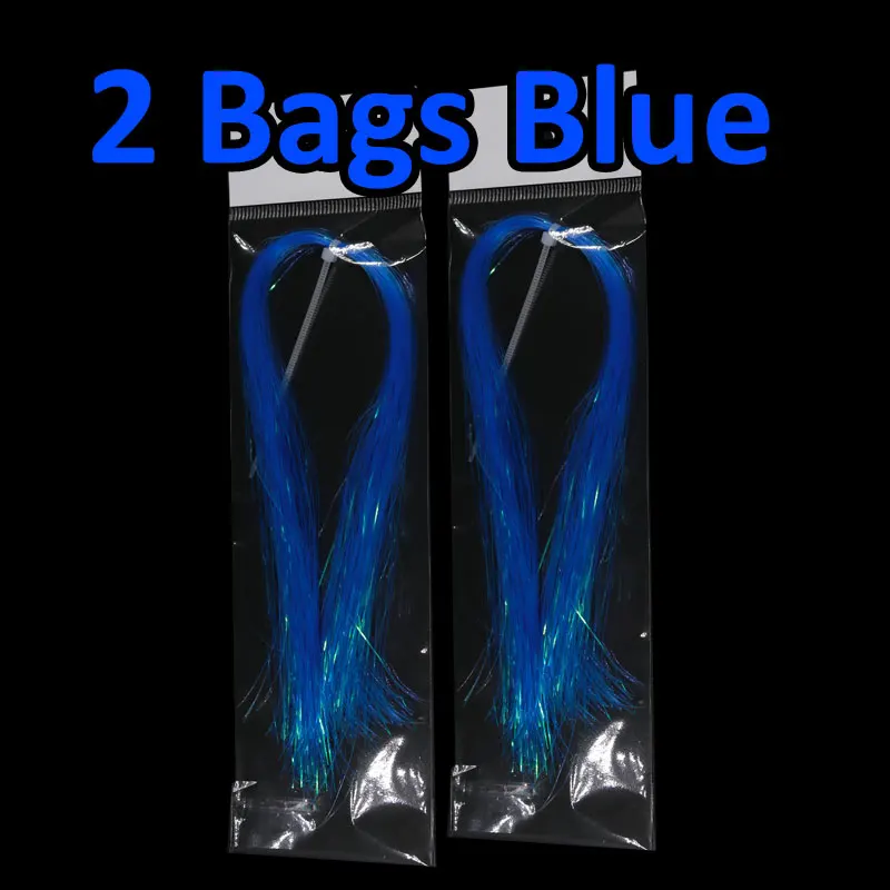 2 bags blue Bimoo 2 упаковки УФ лед крыло мухобойка Flashabou трубка Щука мухобойка материалы приманка джиг DIY вспышки - Цвет: 2 bags blue
