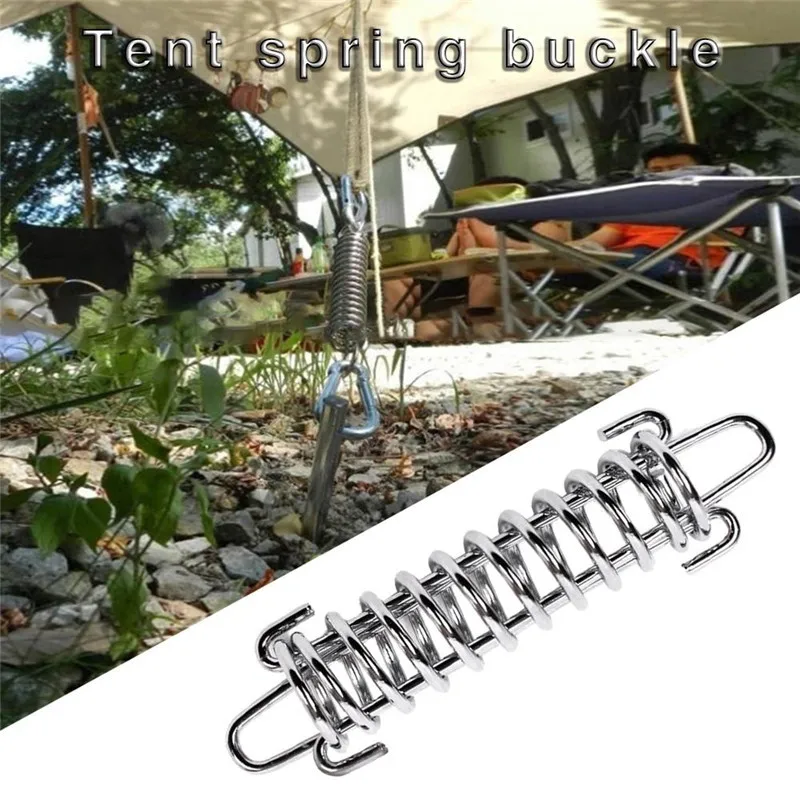 

5pcs Stainless Steel Wind Rope Buckle Spring Hook Buckle High Strength Steel Rope Buckle for Camping Pro Fixed Hook Tarps Tent