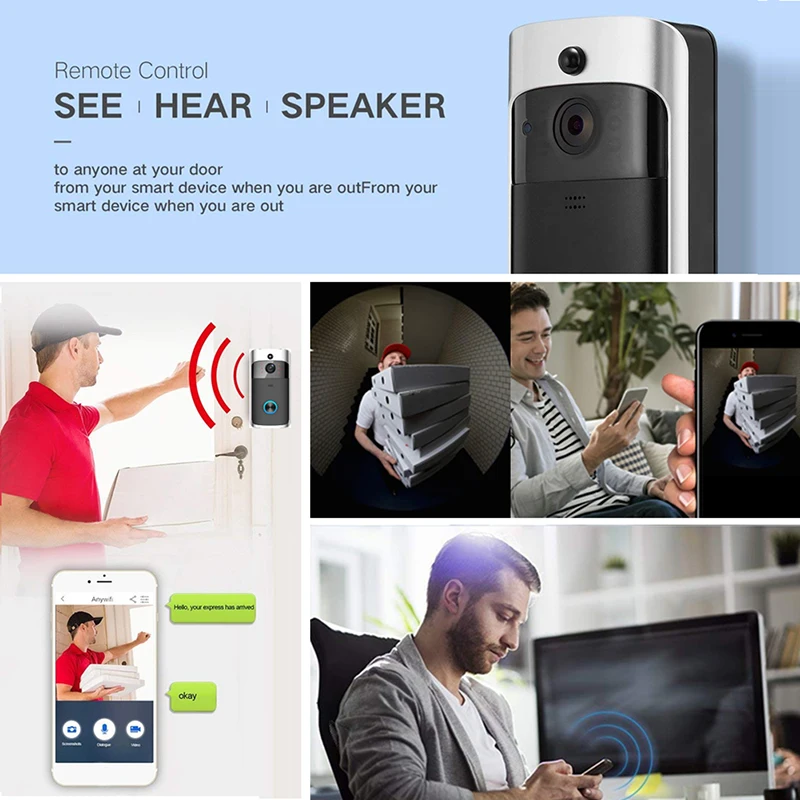 

New Ring Video Doorbell Wireless Intercom Ring Video Doorbell Smart WiFi Video Doorbell Electronic Doorman With Camera Bell