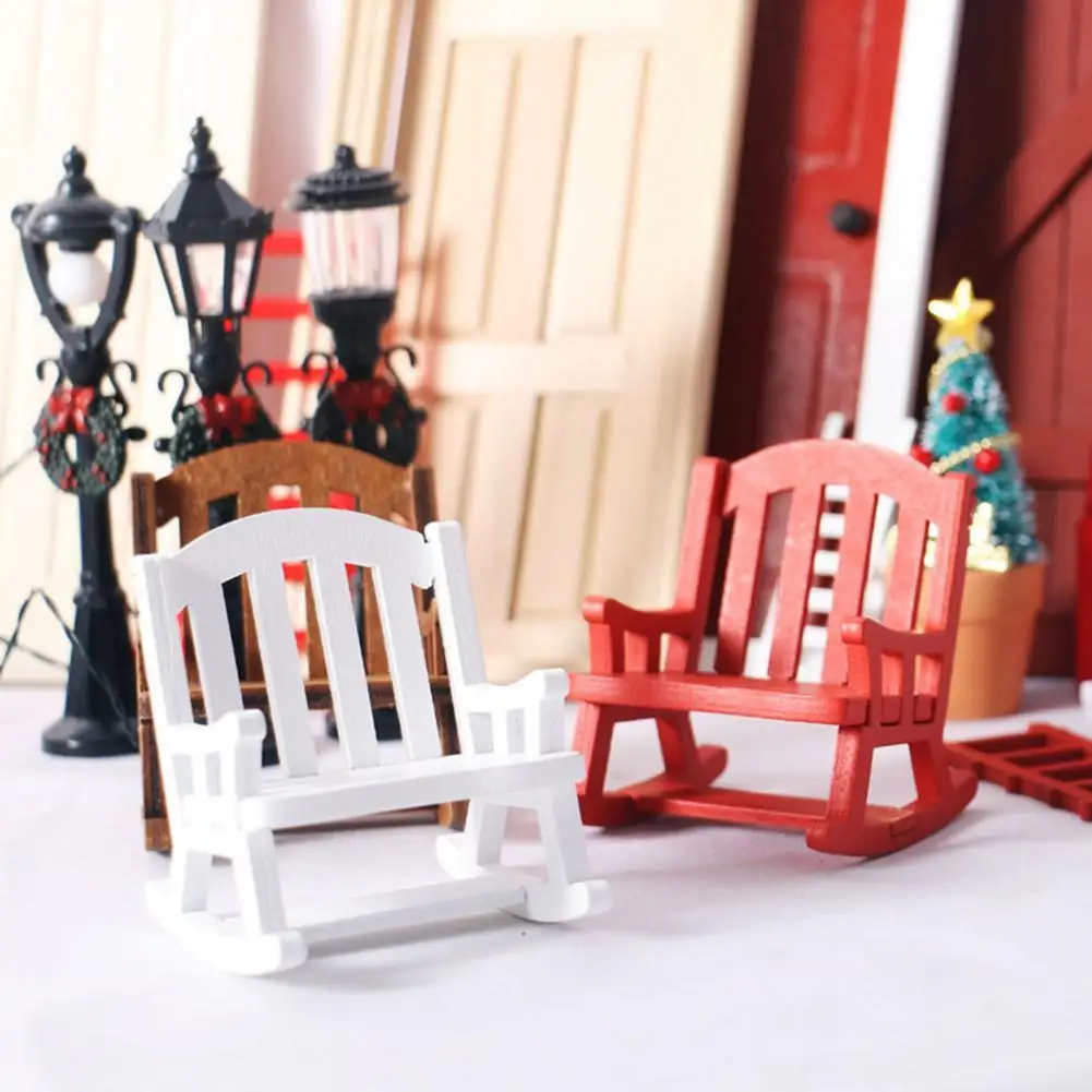 

Dollhouse Swing Chair Nice-looking Mini Rocking Chair Dollhouse Miniature Accessories Rocking Chair Model