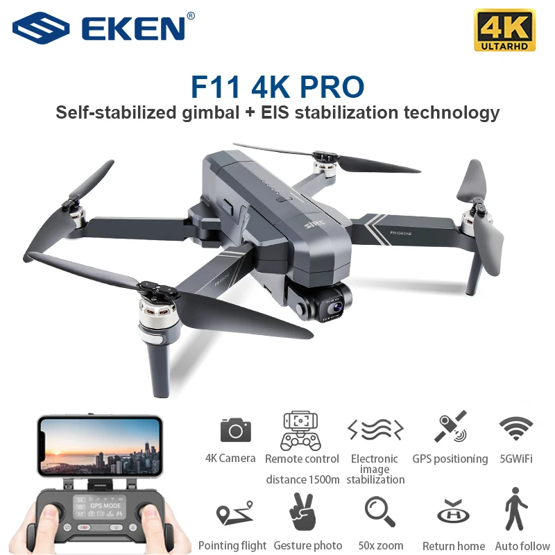 SJRC F11 4K PRO GPS Дрон с Wi-Fi FPV Профессиональная HD Карданная камера для - Цена: 22922.2