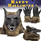 Латексная резиновая маска для волос в виде головы волка на Хэллоуин, женский костюм, страшное украшение для вечерние, детские игрушки